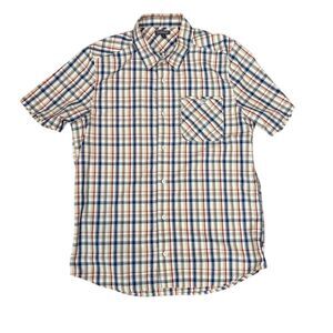 Toad & Co Men's Plaid Short Sleeve Button-Up Shirt Size M Organic Cotton Blend